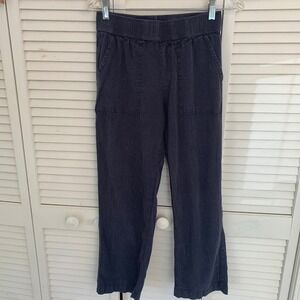 Toad&Co Taj Hemp Pant Blue Straight Leg Pull On Womens XS Pockets Coastal Boho